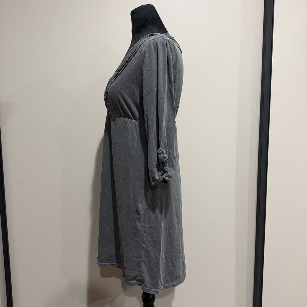 Y2K O'Neill Charcoal Gray Pleated Boho Chic Tunic Dress - Size M - Picture 4 of 8